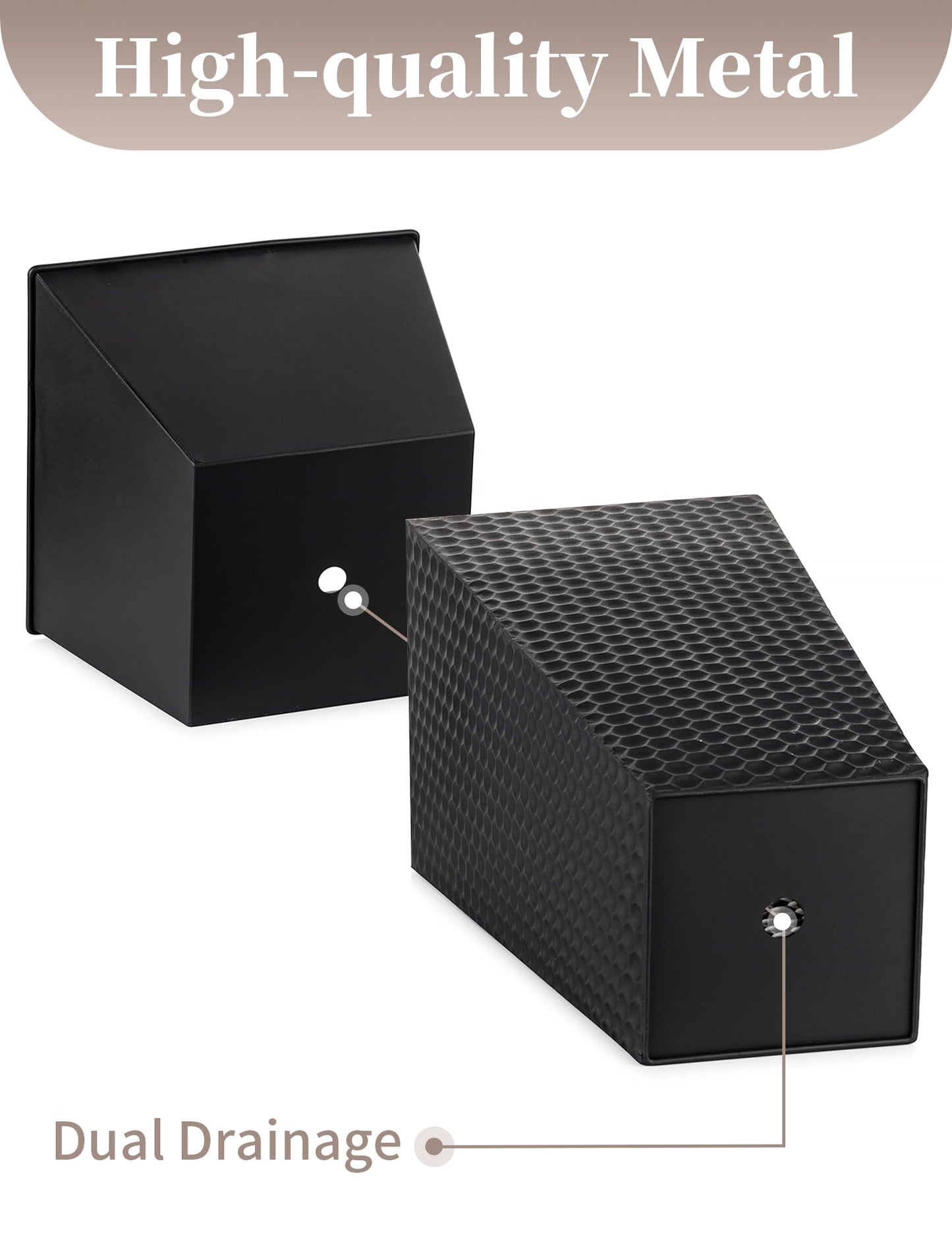 Sziqiqi Tall Planter for Indoor Outdoor: Set of 2 Large 21.6in Metal Taper Plant Pots with Inner Pots - Square Black Flower Pot with Drainage Holes for Outside Front Door Patio Garden Floor
