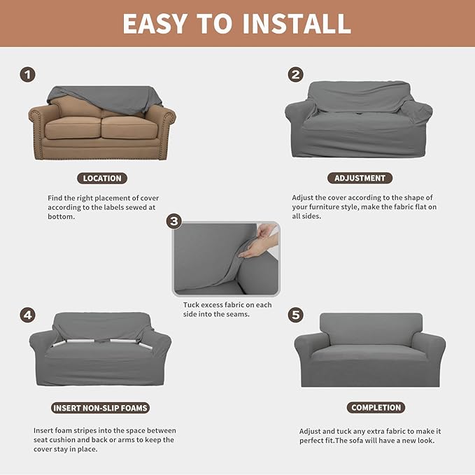 Easy-Going 100% Waterproof Loveseat Couch Cover, Dual Waterproof Sofa Cover
