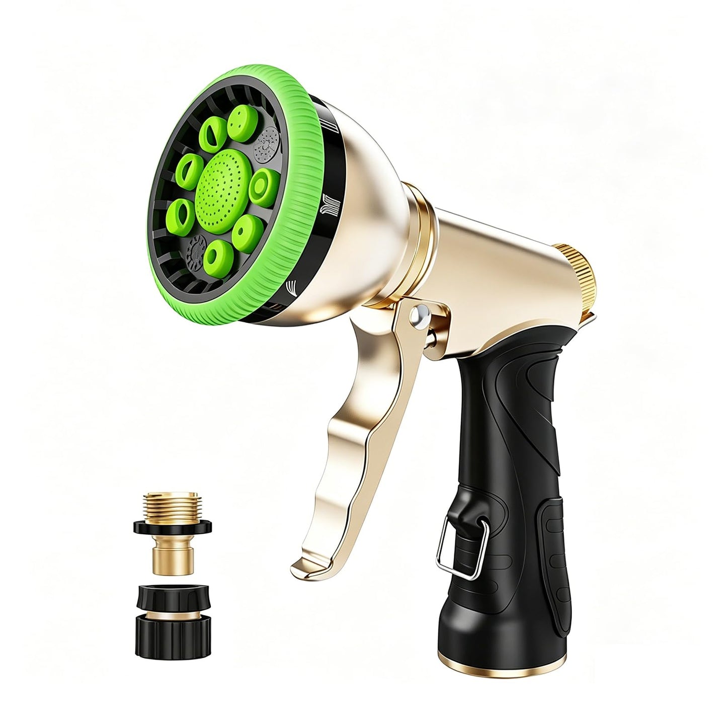 Livoanah High Pressure Hose Sprayer - Heavy Duty Metal Garden Hose Nozzle with 9 Adjustable Spray Patterns, Water Spray Nozzle for Watering Plants, Lawn Care, Car Wash & Pet Cleaning (green)