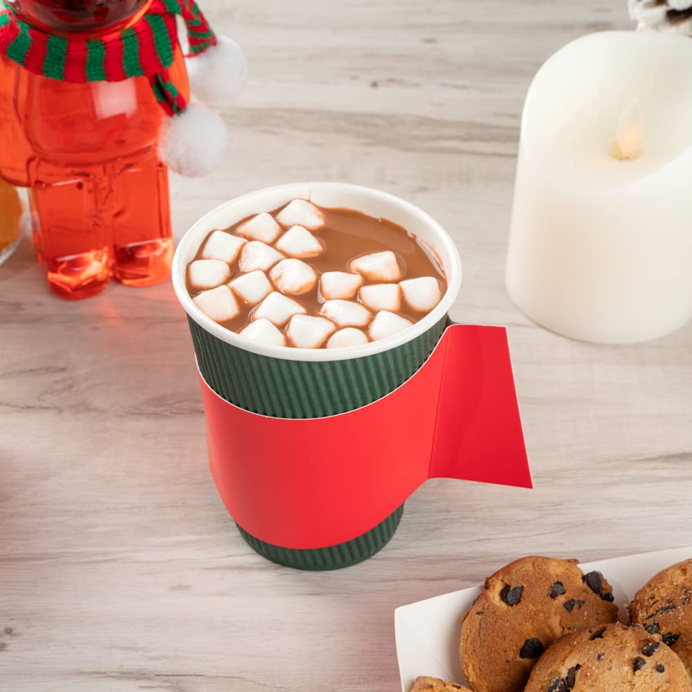 Restaurantware Coffee Cup Sleeves 50 Pack Fits 12, 16, 20 oz Coffee Cups with Handle Disposable Hot Drink Sleeves Secure Grip Heat-Resistant Jacket for Tea, and Beverages