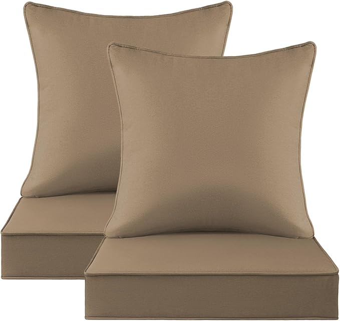 Sunbrella Outdoor Deep Seat & Back Cushion Set, 24 x 24 Inch Water Repellent