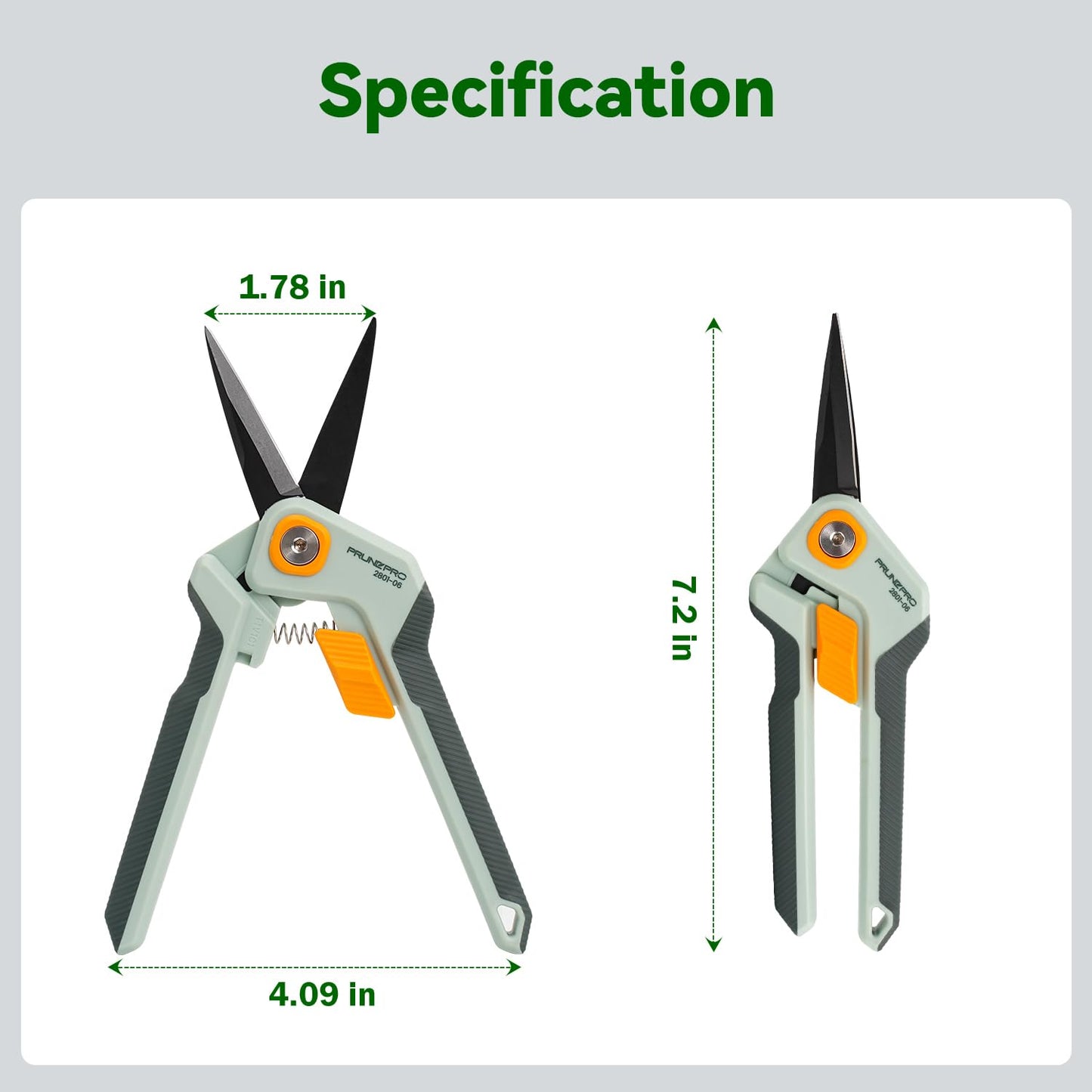 PrunePro Garden Scissors Pruning Shears Sharp Stainless Steel Non-Stick Teflon Coating Blade for Precise Cuts Garden Snip Bonsai Clippers for Plants Rose Flower 2 Pack