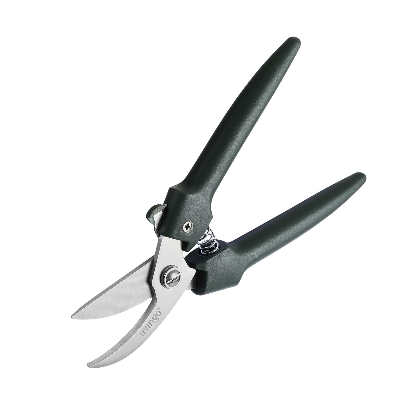 LIVINGO 7.5 Inch Garden Pruning Shears Set, Stainless Steel Straight & Curved Blades with Spring Lock, Hand Pruners for Trimming Plants, Flowers, Herbs and Small Branches