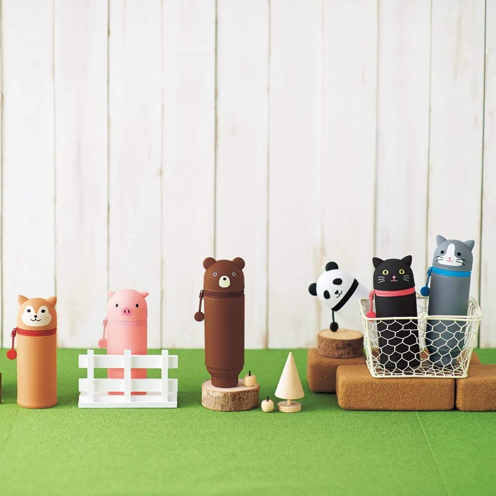 LIHIT LAB Kawaii Japanese Penguin Stand Up Pencil Case For School Office College, Cute School Supplies, Animal Pen Holder Pencil Pouch Holder Girls, Artist Pencil Case, Penguin (A7712-10)