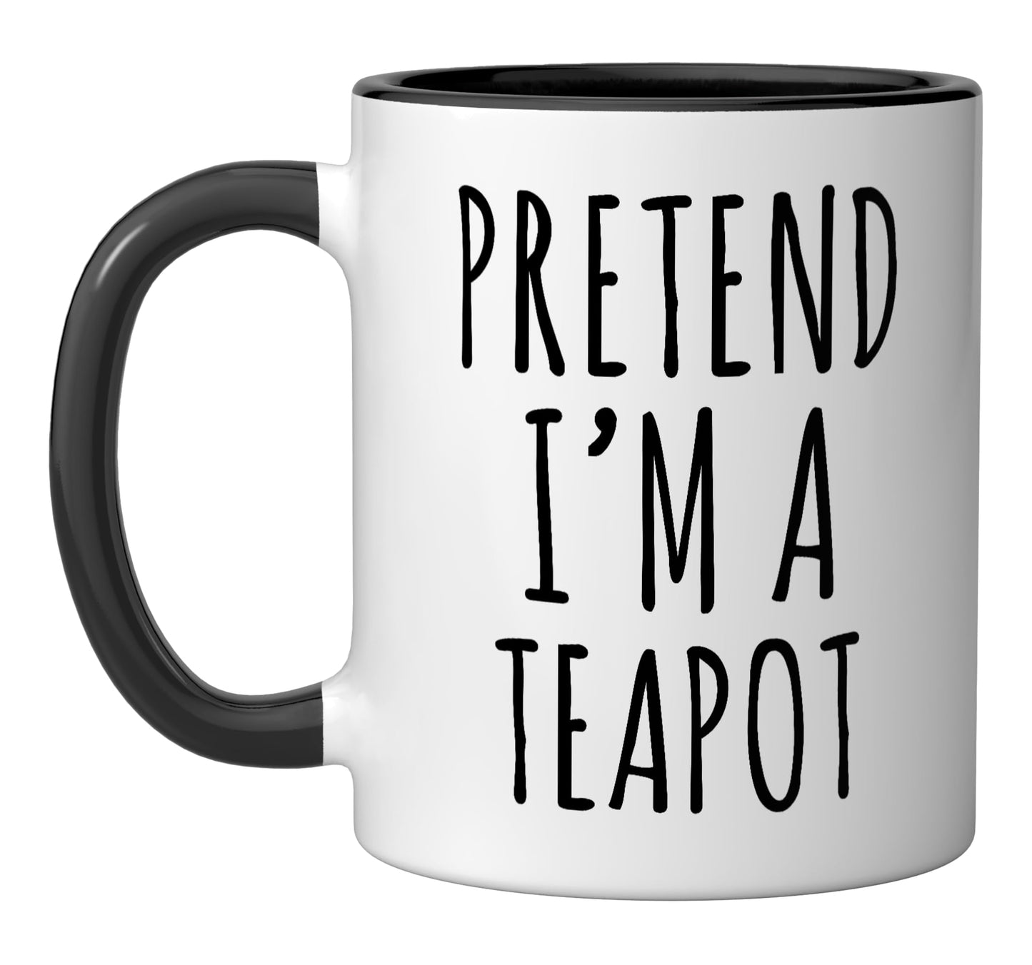 Pretend I'm A Teapot Funny Costume Party Halloween Ceramic Mug, Black/White