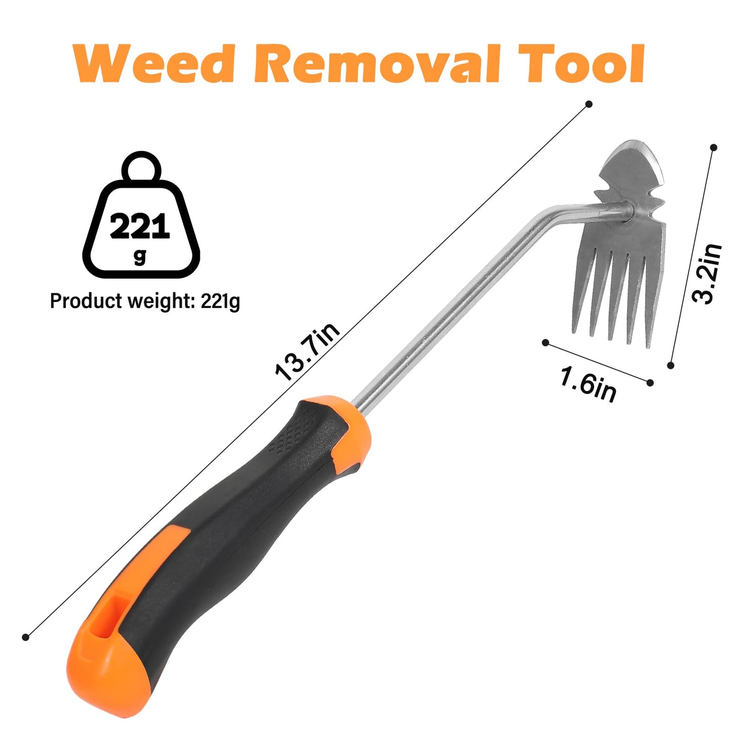 Carrie Rowe Weed Remover Tool,New Durable Garden Weed Tool,Gardening Weeding Tools,Portable Garden Weeding Tool for Vegetable Gardening Backyard Farm Planting & Weeding (Rubber Handle)