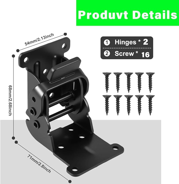 4 Pack Folding Brackets 0°-90°-180°, Heavy-Duty Self-Lock Hinge