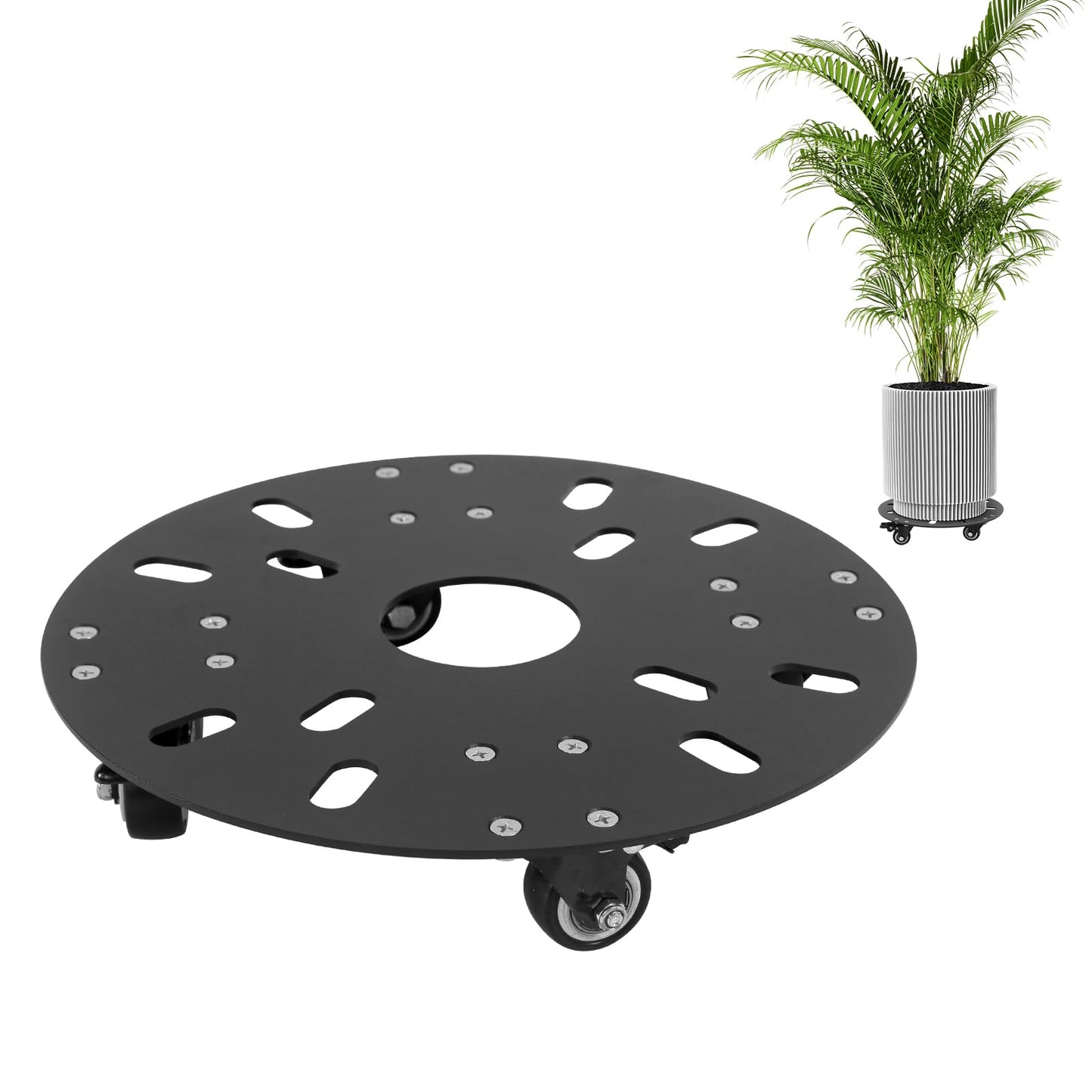 MJHHAPY 12‘’ Heavy Duty Plant Caddy with Wheels,3.0mm thick carbon steel Rolling Plant Stand,Plant Holder Coaster Trolley,Planter Mover Rollers Base,Holds up 450lbs Planter