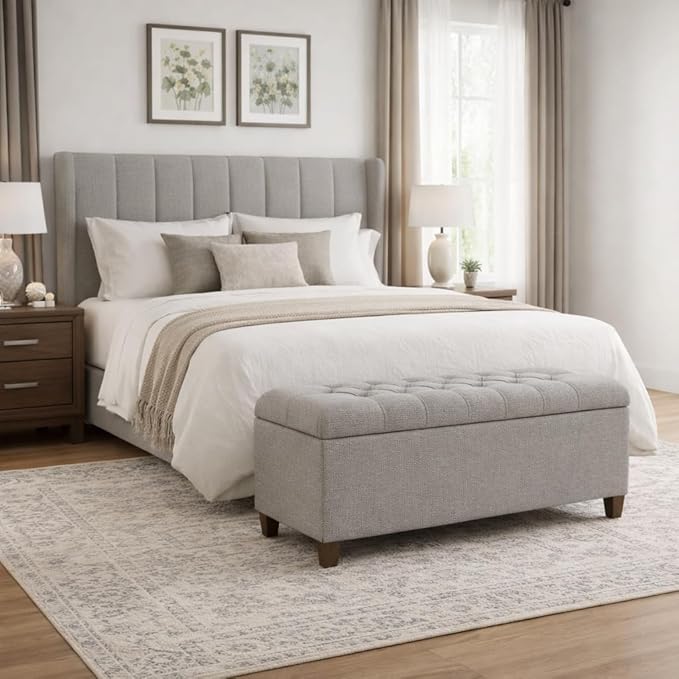 Homepop Home Decor Tufted Ainsley Button Storage Ottoman Bench