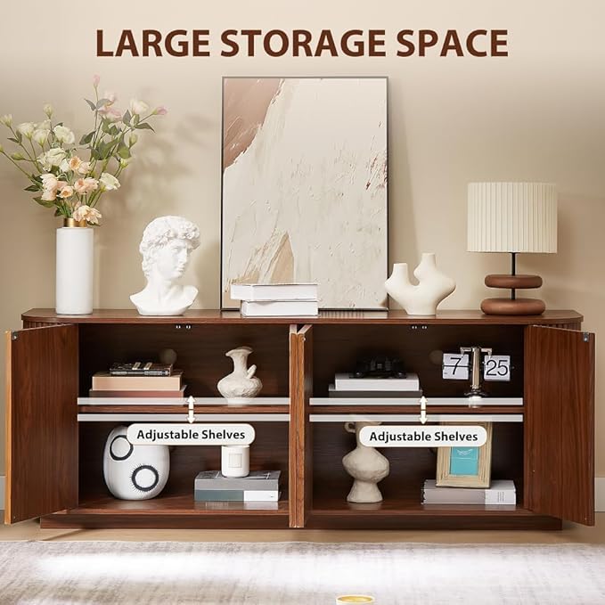 64'' Fluted TV Stand for TVs up to 75'', Modern Long Media Console