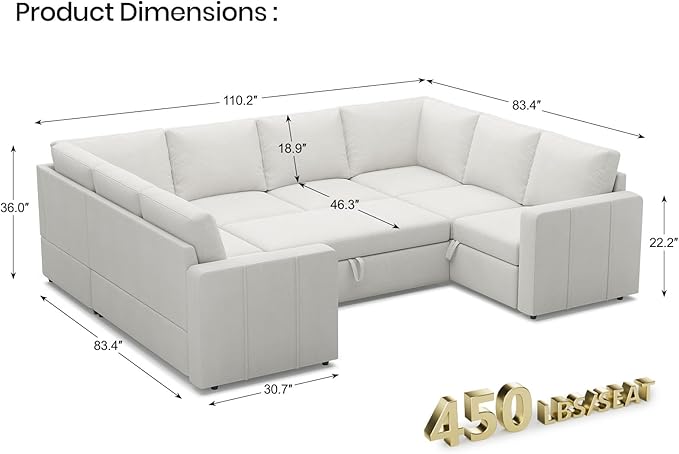 Belffin Modular Sectional Sleeper Sofa Bed