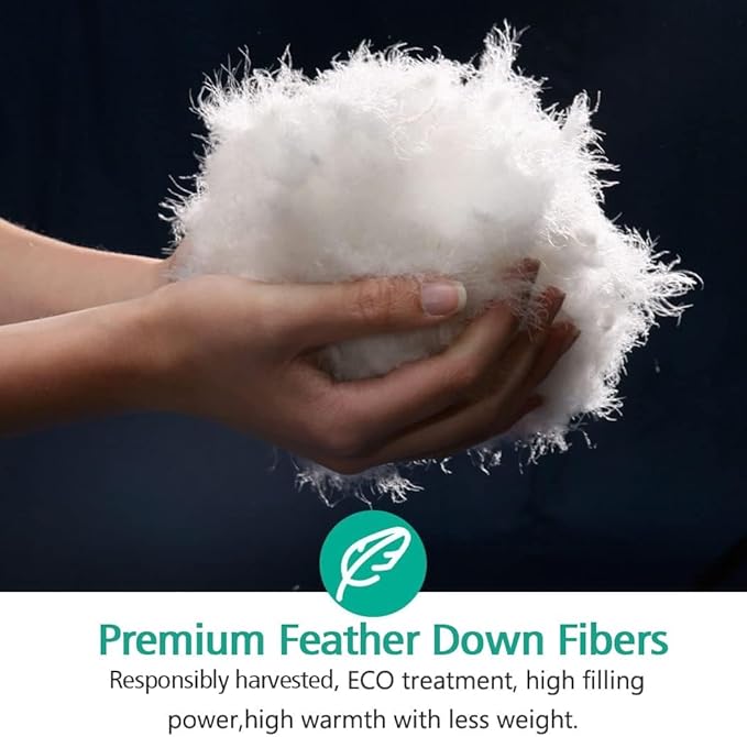 APSMILE Lightweight King Size Down Feather Fibers Comforter, Fluffy Duvet Insert for Warm/Hot Sleepers - Ultra-Soft High Fill-Power Hotel Collection Comforter, 39 Oz Duvet Blanket(White, 106"x90")