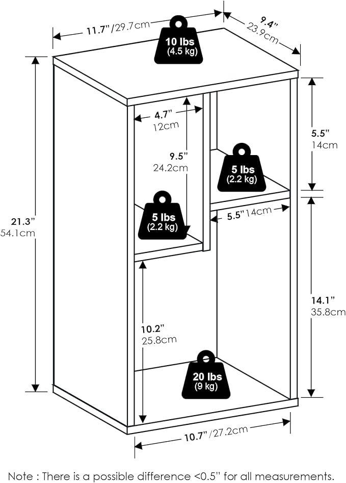 Furinno DALY Book Shelf, 3-Cube Bookshelf, Cube Storage Organizer Bookcase