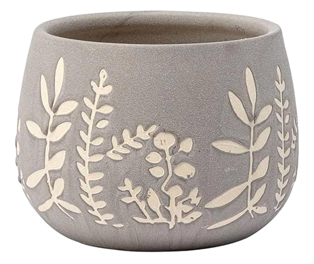 The Bridge Collection Leaf Patterned Ceramic Planter-Modern Indoor Plant Pot Perfect for Succulents and Small Plants