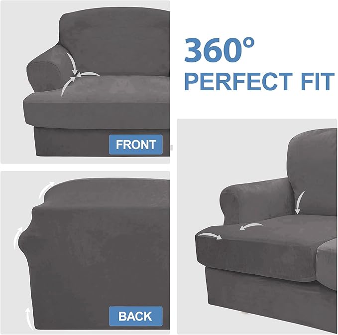 CUCRAF Cushion Sofa Cover 3 Piece Slipcovers, Soft Thick Velvet Couch Cover