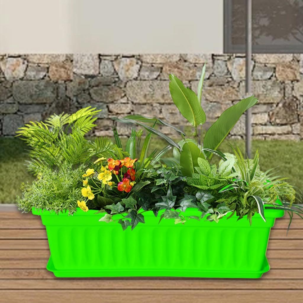 Sdlnklm Rectangular Planter Box for Gardening on Balcony Or Deck, Green