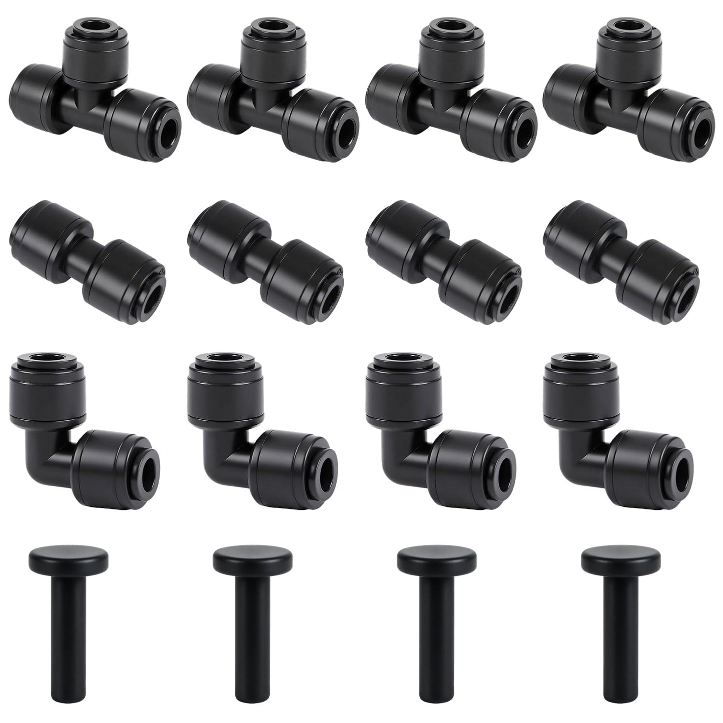 Copadri Quick Connect 1/4" Drip Irrigation Fittings Kit: 40 Pieces Drip Line Connection Push to Fit Parts for 1/4-Inch Tubing Dripline Hose Connectors for Garden Lawn Sprinkler System