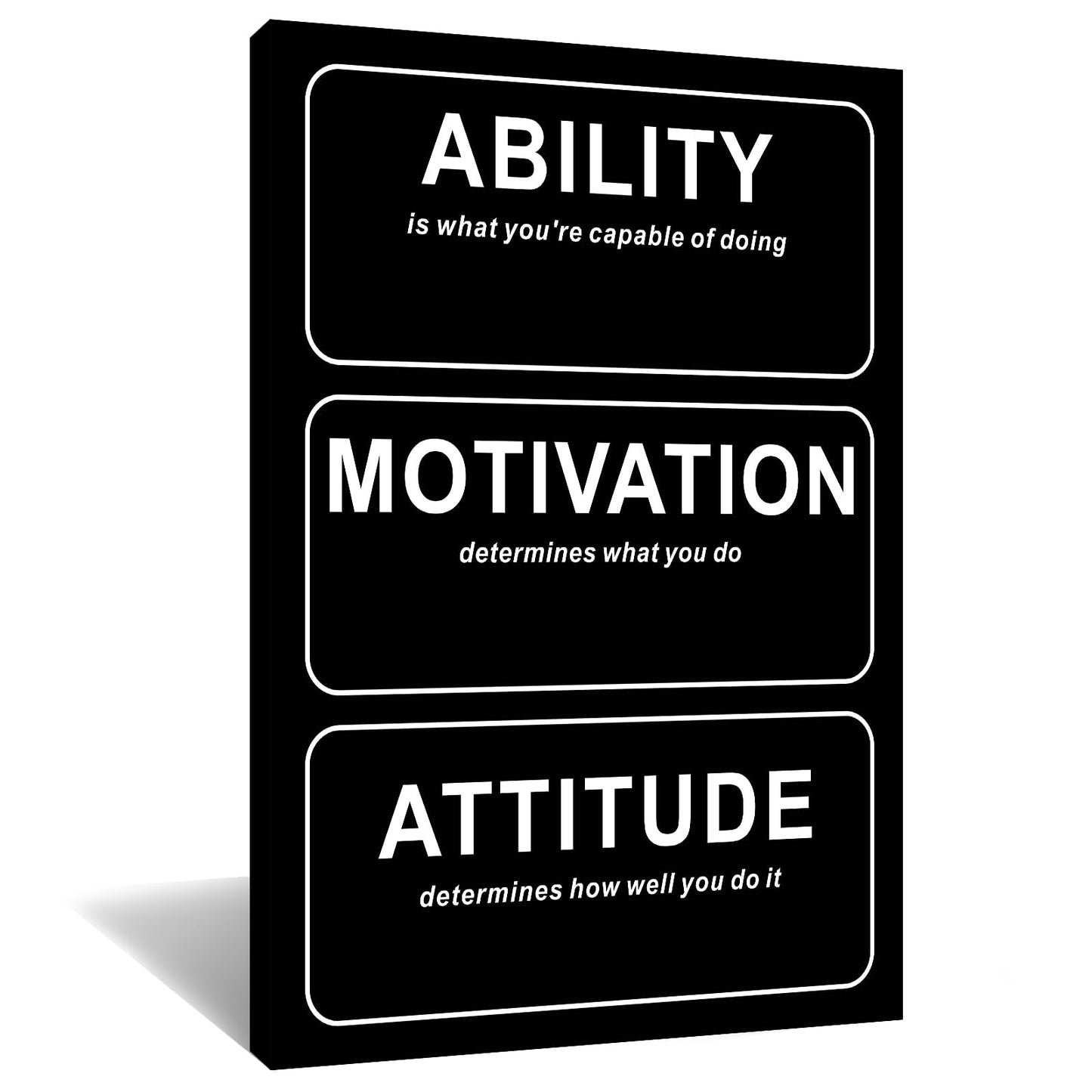 Inspirational Canvas Wall Art Motivational Ability Attitude Motto Picture Poster Inspiring Positive Quotes Painting Print for Gym Living Room Office Wall Decoration Stretched and Framed [12''Wx18''H]