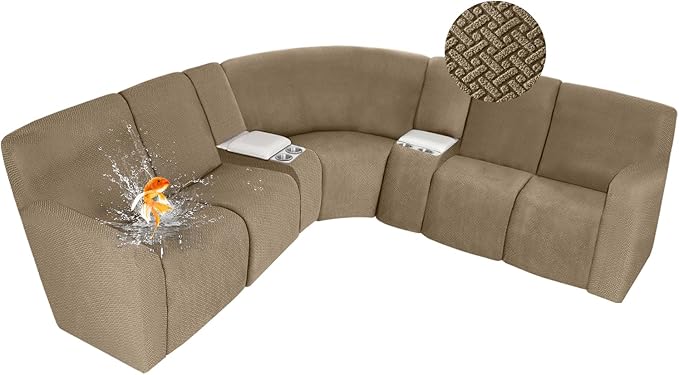 ALIECOM 100% Waterproof Recliner Sectional Couch Covers L Shape Stretch Corner