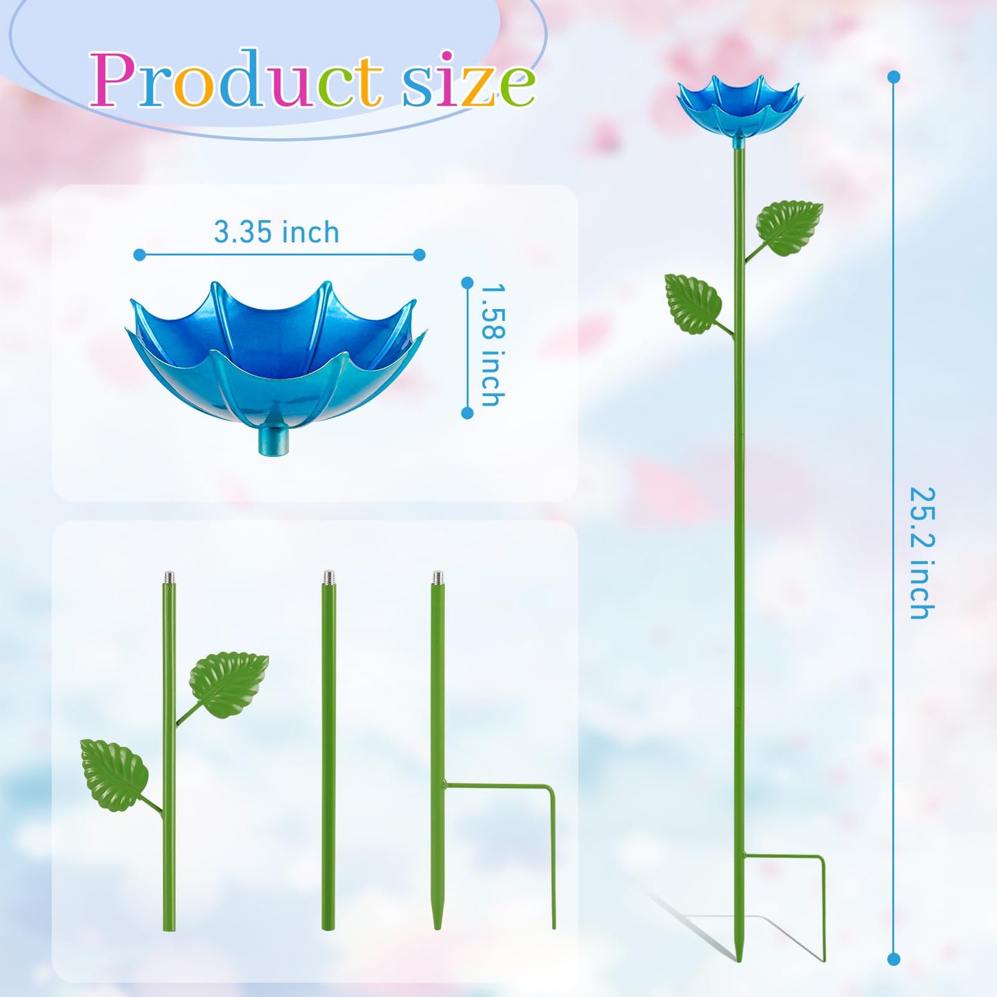 Retyion Bee Watering Station | 4 Pack Butterfly Feeder for Outside | Metal Decorative Garden Stakes | Bee Baths for Garden Yard Decor Umbrella Design (Red,Green,Blue,Yellow)