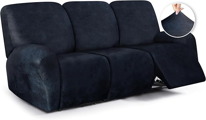 ANARACHON Leather Look Recliner Couch Cover, 8-Pieces Stretch Recliner Sofa