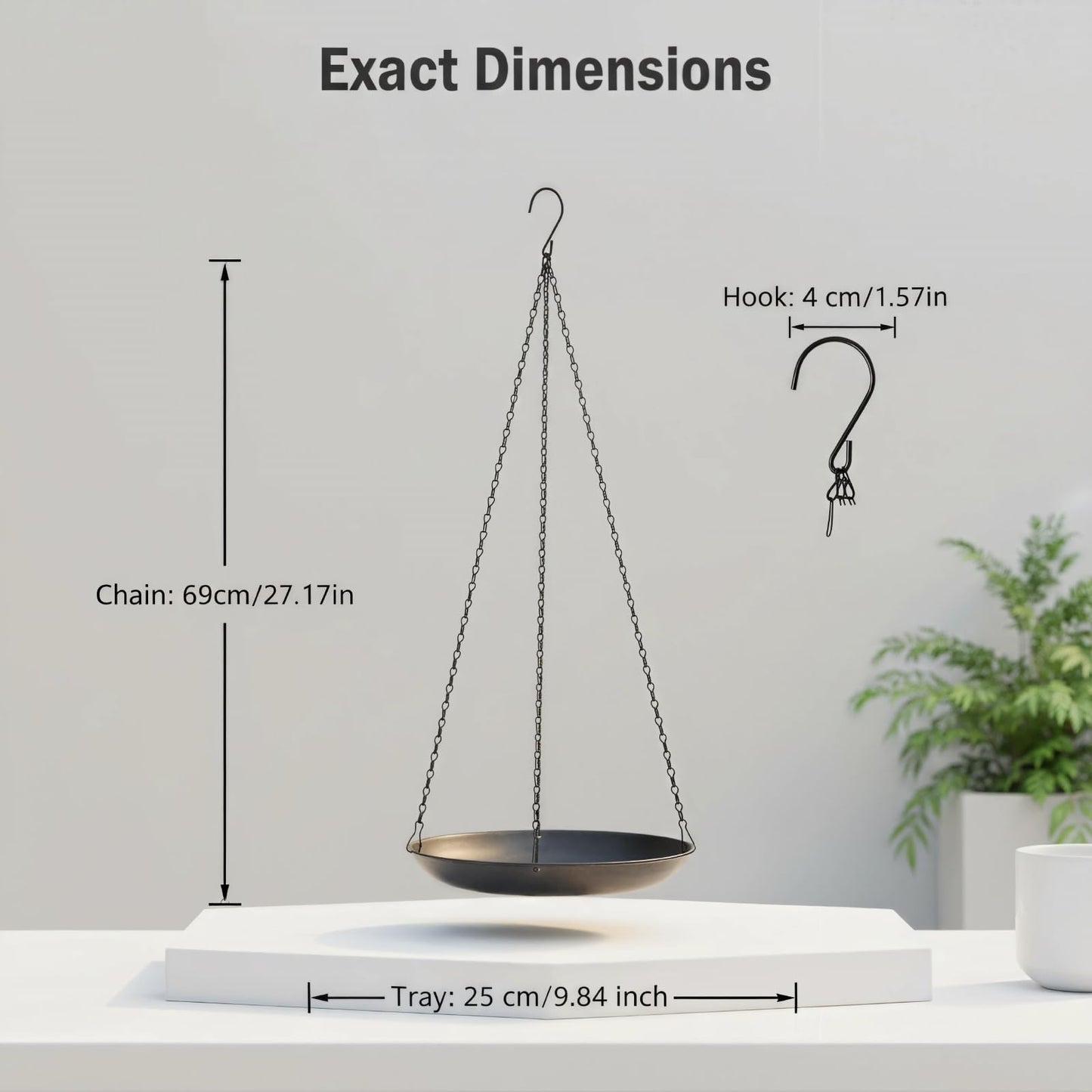 ZYUXUAN Hanging Planter for Indoor Outdoor, Plant Hanger, Hanging Plant Holder, Plant Pot Shelf Basket for Window Wall Ceiling Garden with Chains and Hooks, 2Pcs (Round)