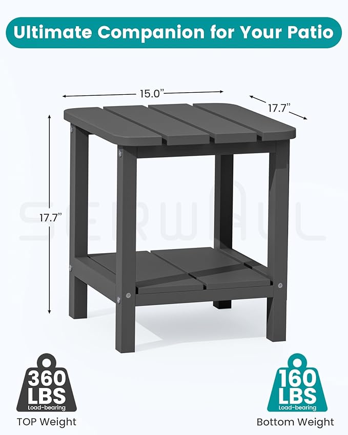 SERWALL Adirondack Table Set of 6, Outdoor Side Table- Gray
