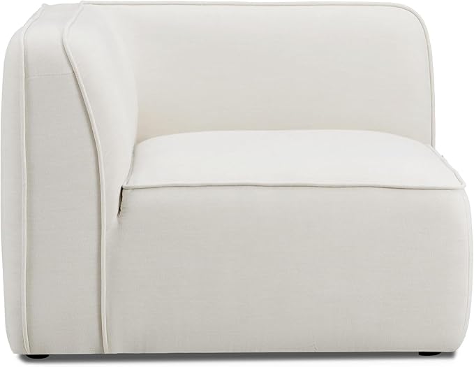 Pemberly Row Upcycled Linen Corner Chair, Sand Finish, Modular Eco-Friendly