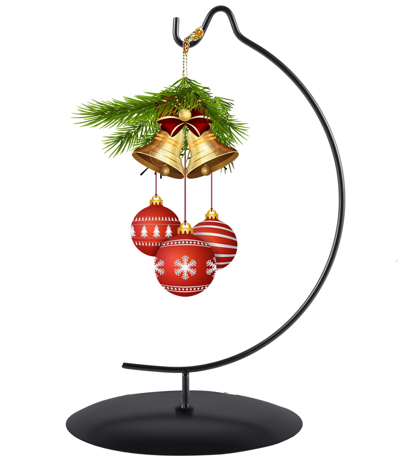 Maibloln Ornament Display Stand Hanger Rack Hook Chrismas Ornament Party Decoration Holder Air Plant Flower Pot Hanging Terrarium Home Office Decoration(Moon Black-Pedestal)