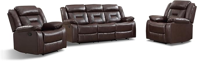 EBELLO Faux Leather Recliner Sofa Furniture Set