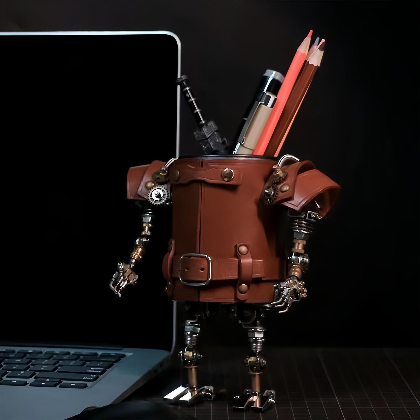 Adult 3D Metal Puzzle, Steampunk Style Pen Holder Metal Model Set, 3D Metal Puzzle Mechanical Pen Holder Building Blocks, DIY Mechanical Model Set, a high-end Gift for Men
