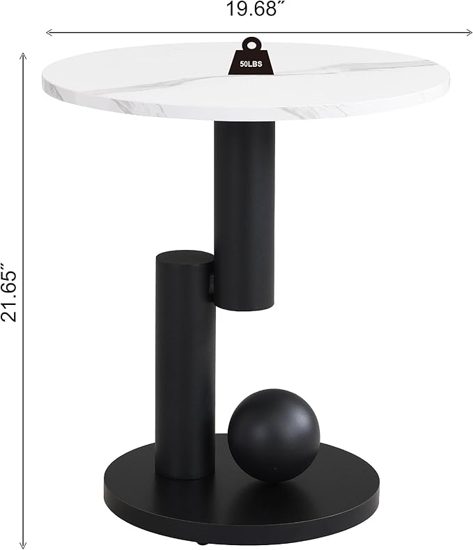Modern Oval Coffee Table Set of 2, Faux Marble Coffee Table and Round End Table