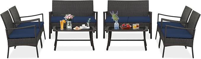 Tangkula 8 Pieces Outdoor Conversation Set, Patio PE Wicker Sofa