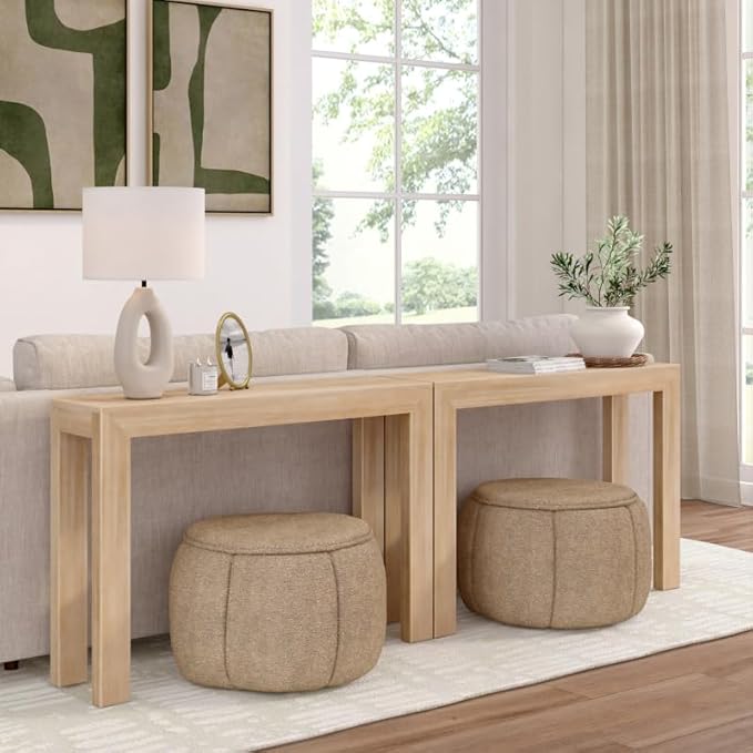 Plank+Beam Modern Solid Wood Console Table, 46 Inch, Sofa Table, Narrow