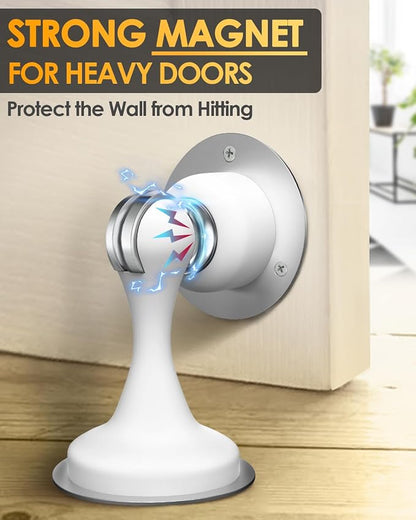 Door Stop Magnetic Door Stoppers, Door Stoppers for Bottom of Door Magnetic Door Catch with 3D Double-Sided Adhesive Tape, No Drilling, Screws for Stronger Mount, Hold Your Door Open