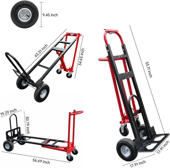 Red Convertible Hand Truck Dolly Cart