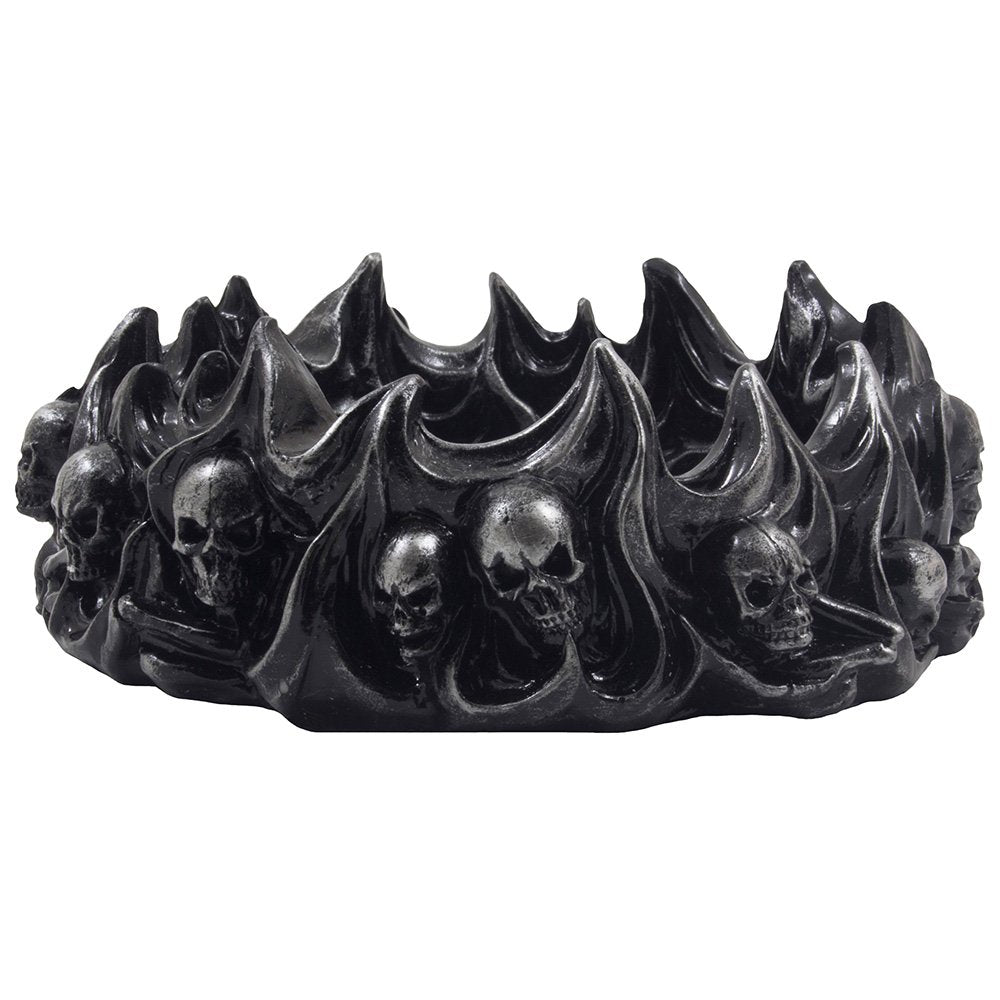 Decorative Skulls and Crossbones in Flames Ashtray for Spooky Skeleton Halloween Decorations or Medieval Art Figurines & Gothic Home Decor As Scary Fantasy Gifts