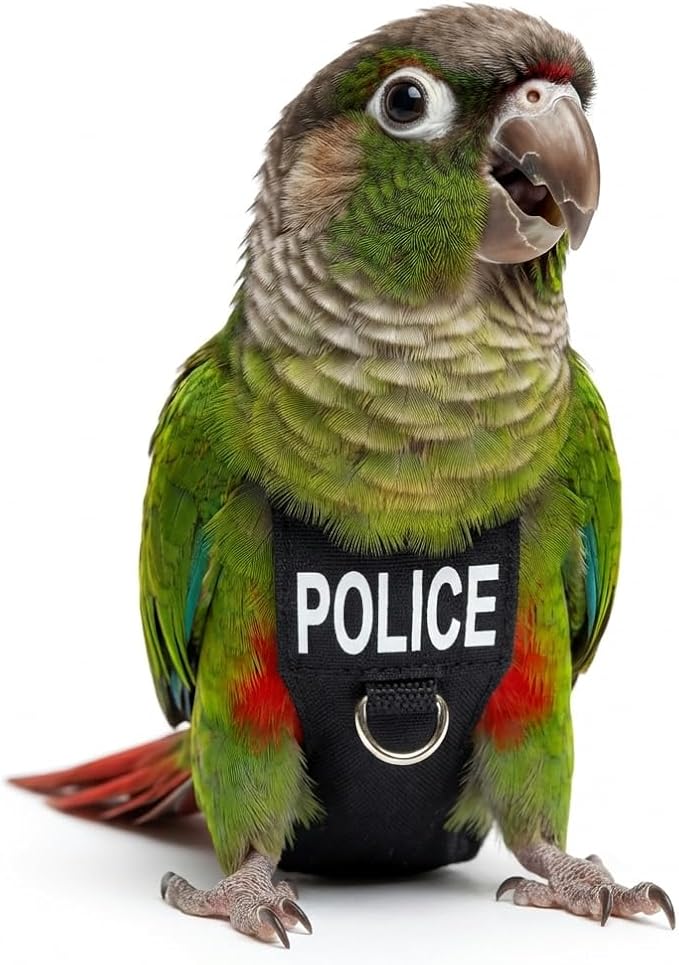 Bird Diaper Flight Suit, Cute Cosplay Parrot Clothes, Easy-to-Wear Washable Nappy, Durable Metal Ring Harness for Cockatiel, Conure, African Grey, Parakeet Outdoor Flying (Without Leash,XS)