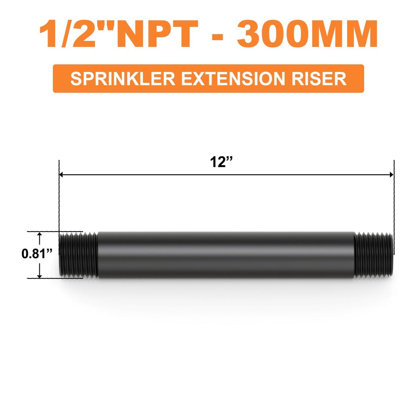 GASHER 6Pcs 1/2 Inch MNPT PVC Male Pipe Thread Sprinkler Head Pipe Riser Extension for Lawn Irrigation System,Length 12 Inch