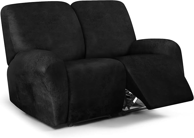 ANARACHON Leather Look Loveseat Recliner Cover, 6-Pieces Stretch Dual Recliner