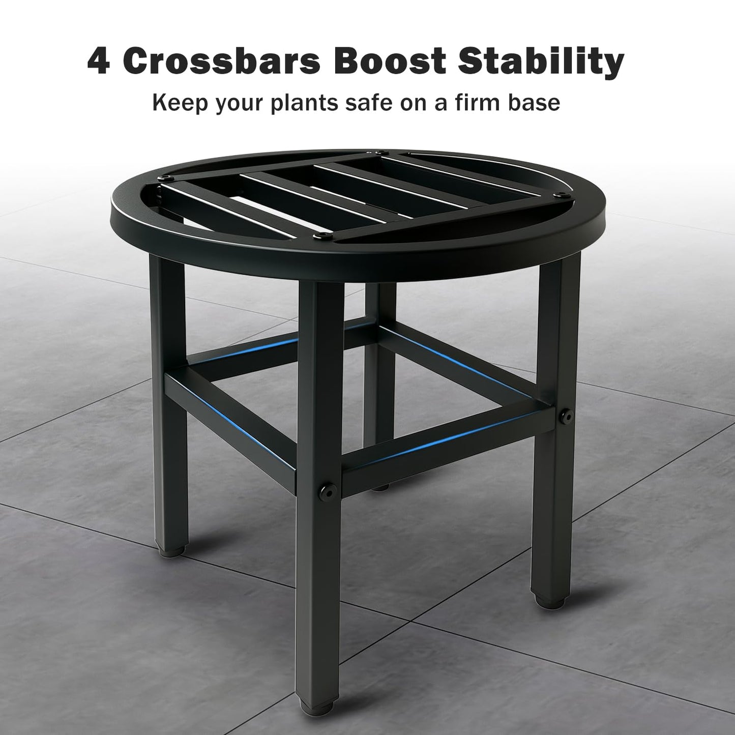 Hongsane Plant Stand Indoor Outdoor,13" Round Metal Plant Stands Riser,Heavy Duty Wrought Iron Pedestal Holders for Large Flower Pot,Outside Rust-Proof Black Flower Display Shelf for Patio,2-Pack