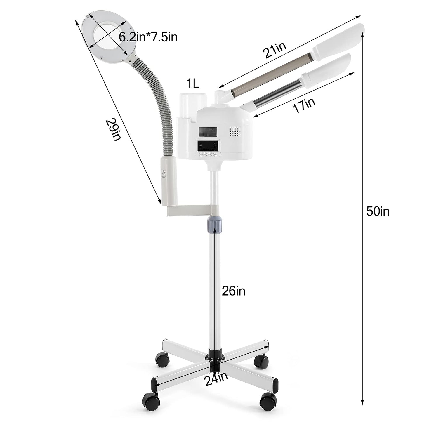 Professional 3 in 1 Facial Steamer Upgrade Esthetician Steamer with hot & Cold Nozzle 5X LED Magnifying Lamp Beauty Salon Spa
