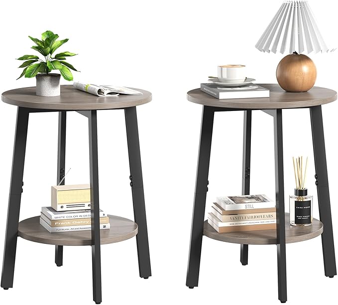 sthmec Side Table Set of 2, Small Round End Table