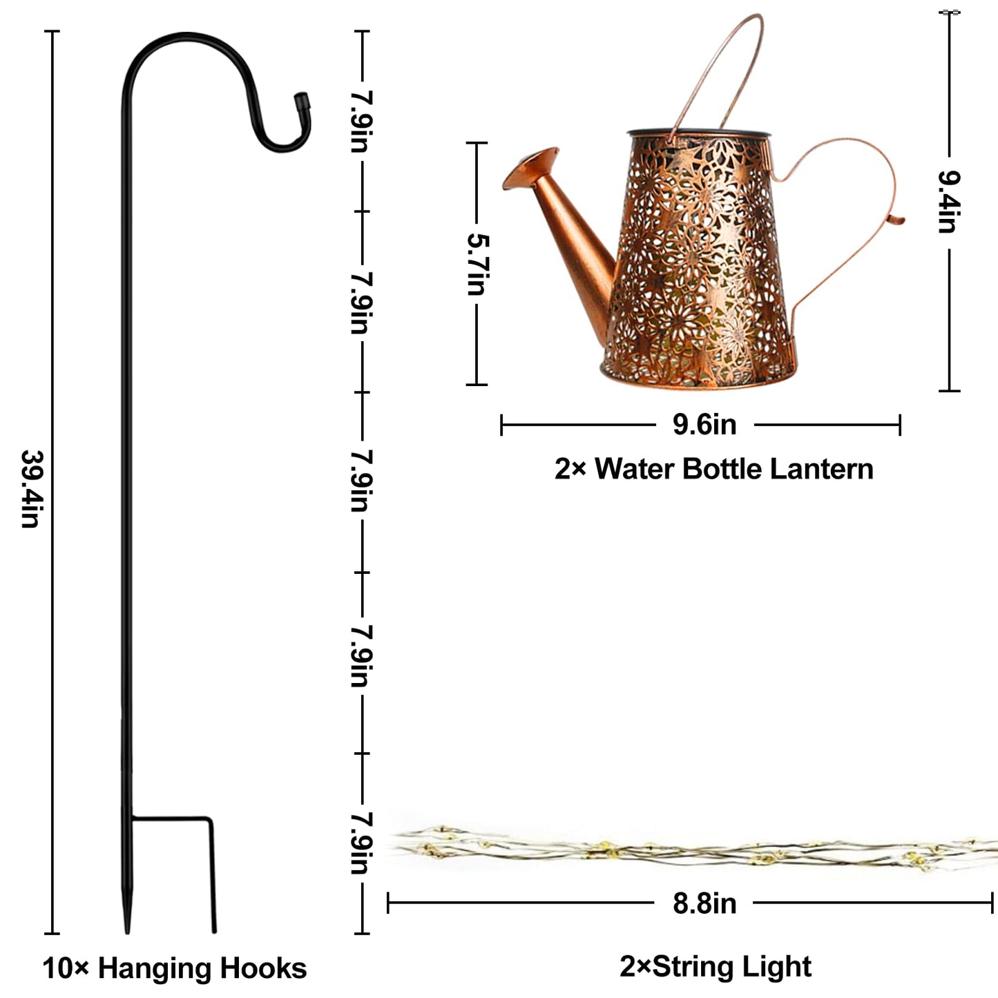 Forlivese 2PCS Solar Watering Can with Lights,Outdoor Decorations with Hanging Solar Garden Lights with Bracket Waterproof Watering Can Landscape Light for Patio Gardening Pathway 36LED