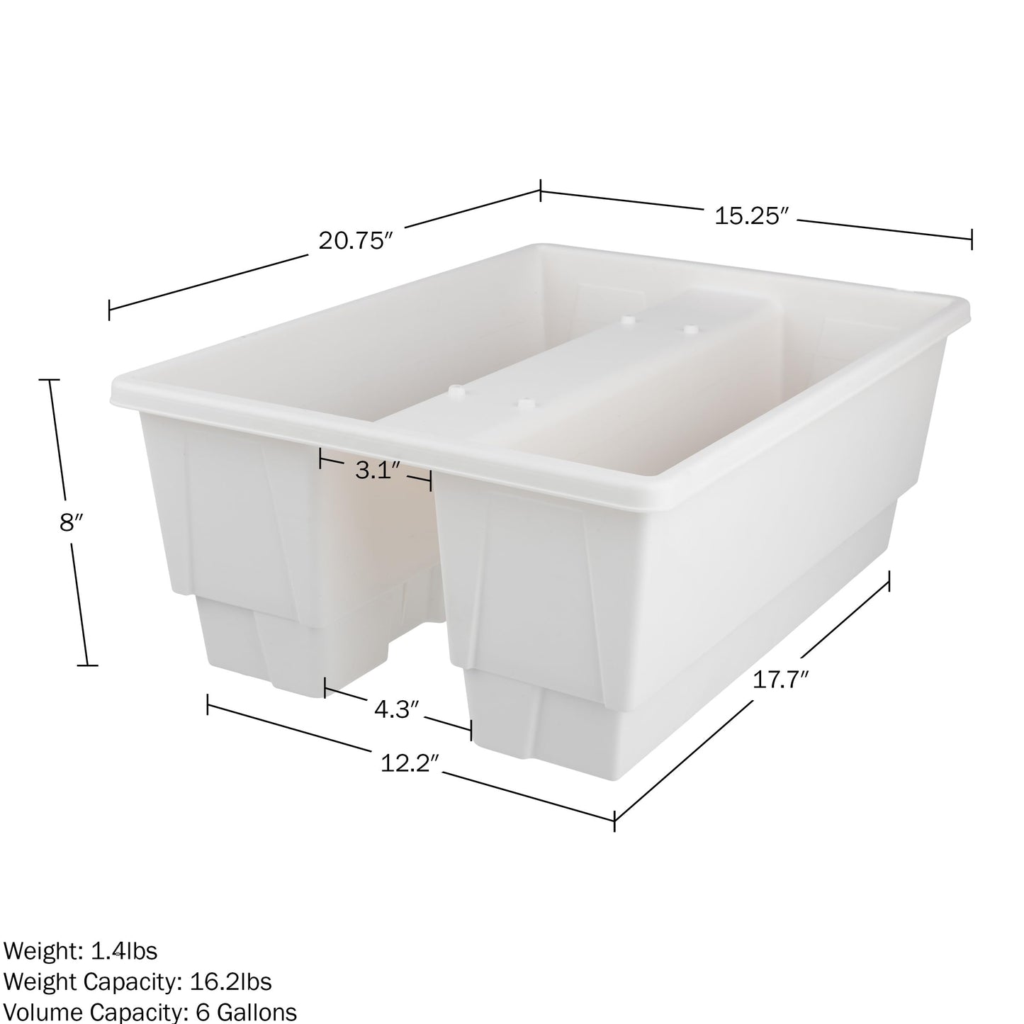Railing Planter Box 2-Pack - 20.75-Inch Flower Boxes with Removable Drainage Inserts - 6-Gallon Outdoor Planters for Porch, Deck, or Balcony Decor, Fits Rail 3” - 4” by Pure Garden (White)