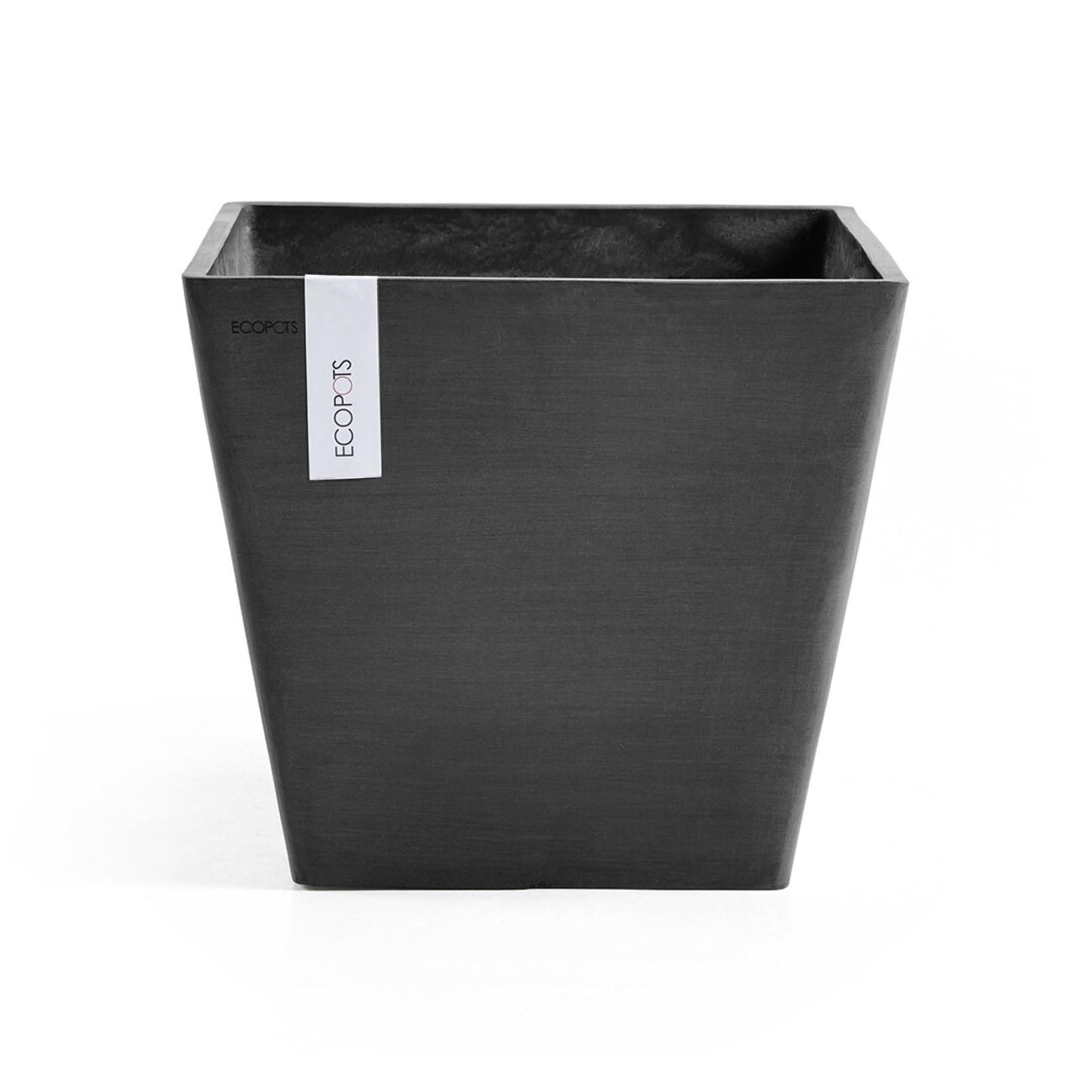 Ecopots Rotterdam Durable Modern Square Indoor/Outdoor Recycled-Based Composite Flower Planter, Dark Grey, 8"
