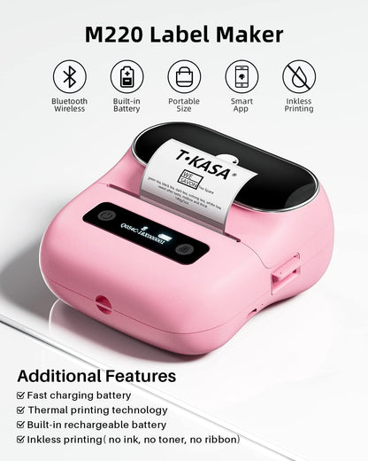 Phomemo M220 Portable Thermal Label Makers, Wireless Label Printer for Address, Labeling, Mailing, Office Supplies Organizing, Label Maker Machine with Tape, Sticker Printer with 3 Rolls of Labels