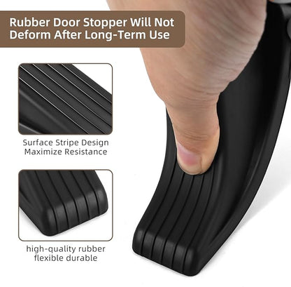 JZWBLILY Door Stoppers for Bottom of Door on Floor, Premium Rubber Door Stopper Wedge, Floor Sturdy Stackable Door Stops for Carpet Heavy Duty Door, Door Gaps (Black, 4 Pack)