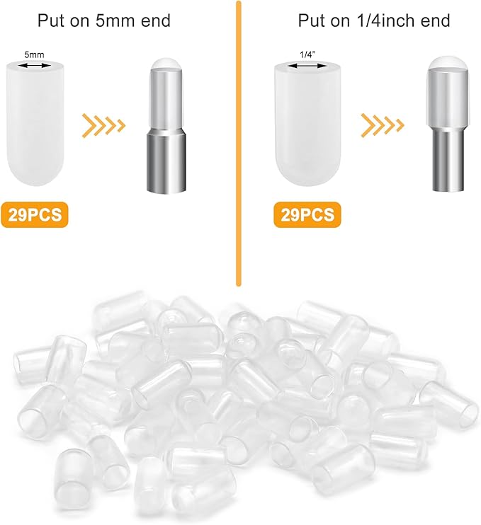 58 Pcs Shelf Pegs Pins, 5mm 1/4 Inch Dual Diameter Metal Shelf Support Pegs
