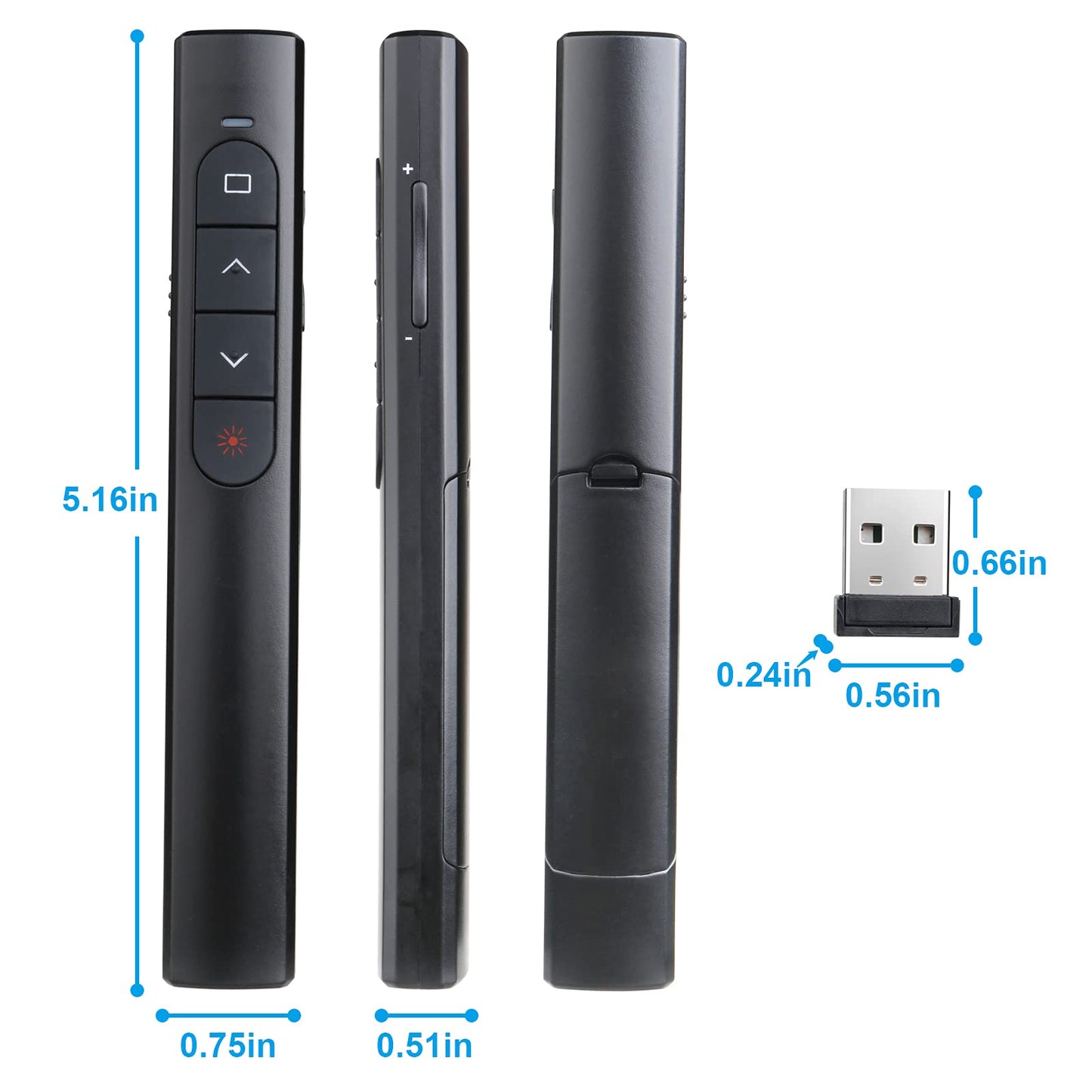 Wireless Presenter Remote, Presentation Clicker with Hyperlink & Volume Remote Control PowerPoint Office Presentation Clicker for Keynote/PPT/Mac/PC/Laptop(Battery Included)
